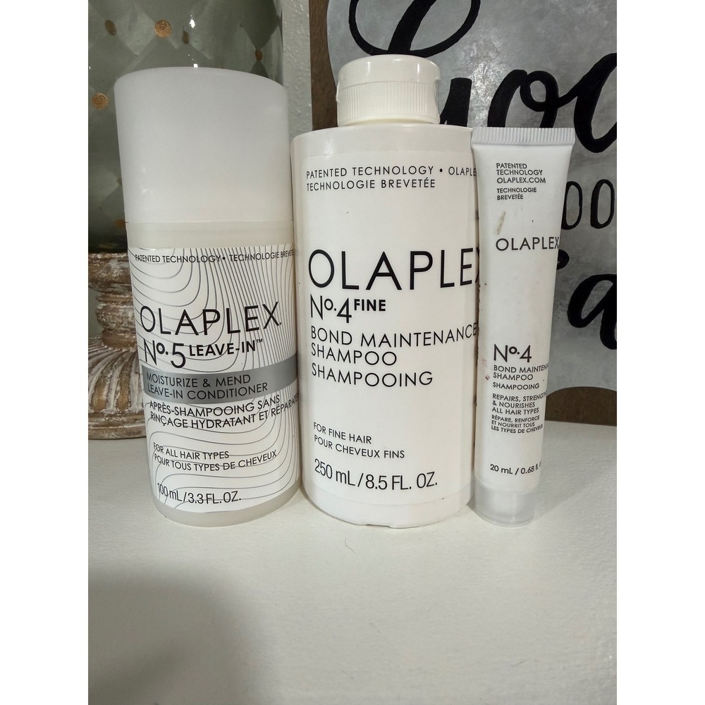 Olaplex No 4 Fine Shampoo No 5 Leave-In Conditioner & Travel No 4 Bundle Set